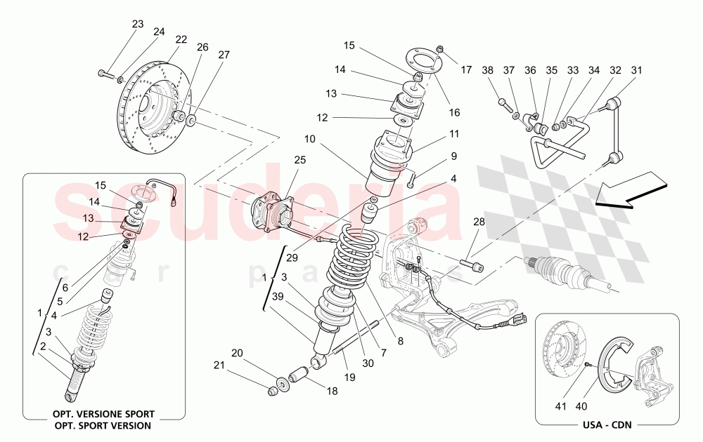 REAR SHOCK ABSORBER DEVICES (Includes brake discs Available with: "Spyder 90th Anniversary" Version) of Maserati Maserati 4200 Spyder (2005-2007) CC