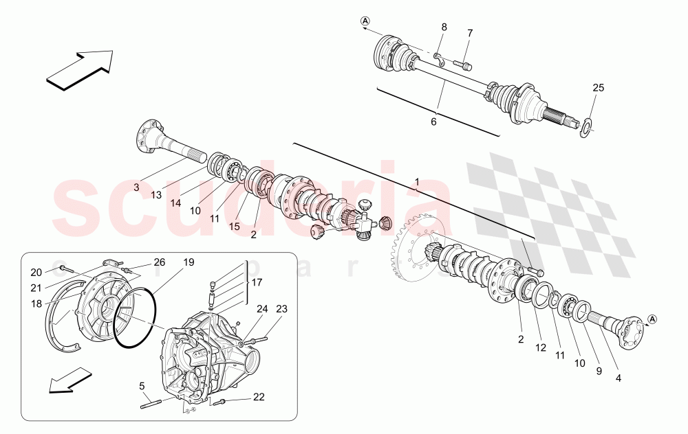 DIFFERENTIAL AND REAR AXLE SHAFTS of Maserati Maserati GranTurismo (2017+) Special Edition CC