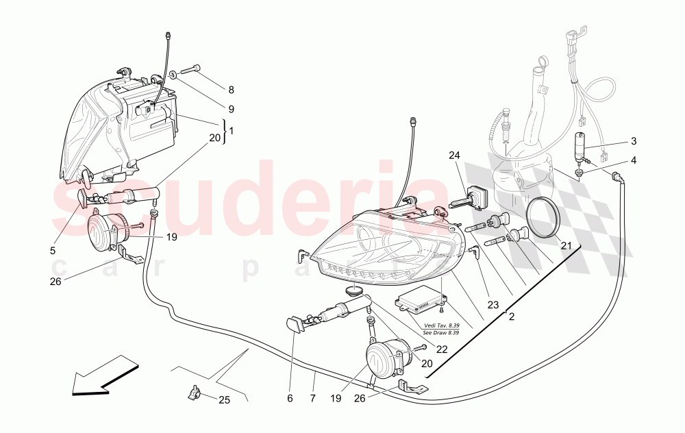 HEADLIGHT CLUSTERS of Maserati Maserati Quattroporte (2008-2012) S 4.7