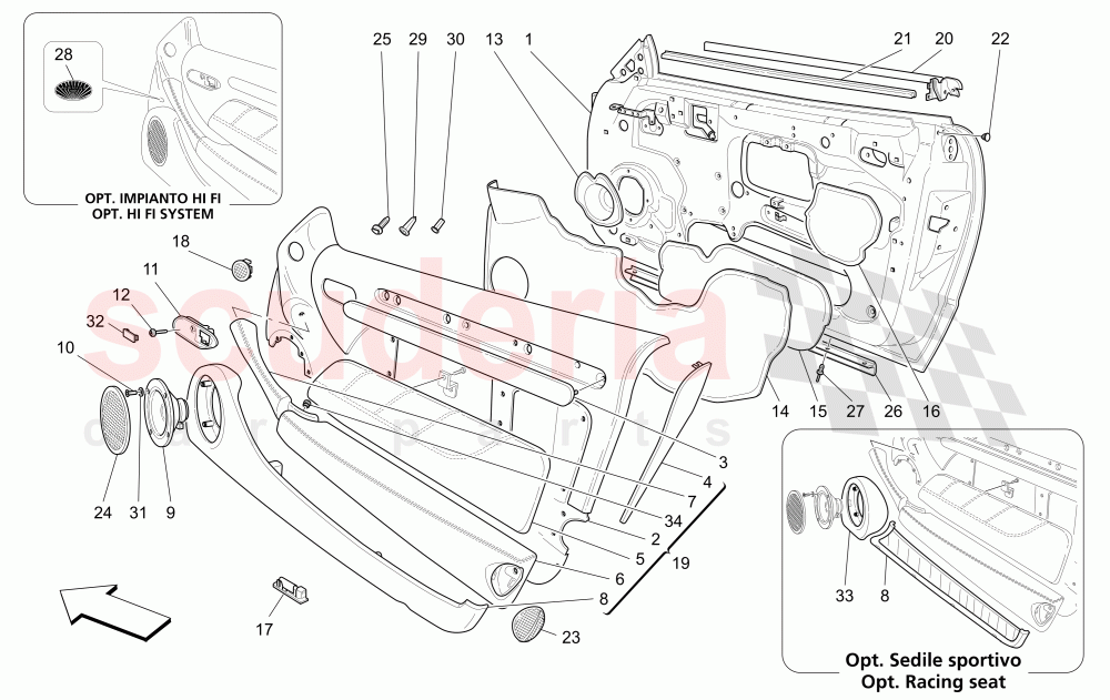 FRONT DOORS: TRIM PANELS of Maserati Maserati 4200 Coupe (2005-2007) GT
