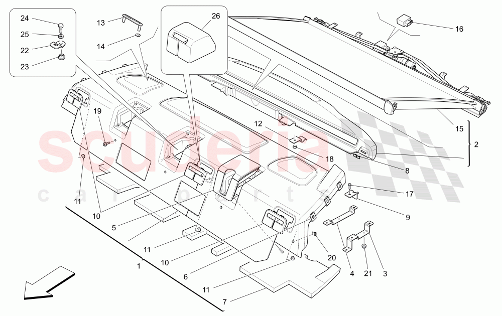 REAR PARCEL SHELF (Available with: POWER REAR SUNBLIND) of Maserati Maserati Ghibli (2014-2016) Diesel