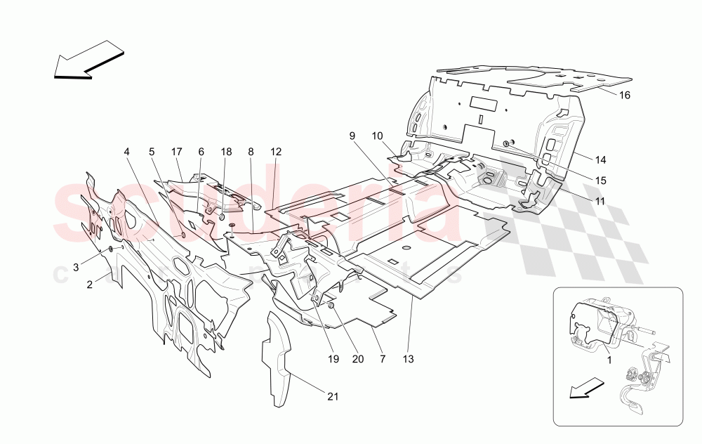 SOUND-PROOFING PANELS INSIDE THE VEHICLE of Maserati Maserati GranTurismo (2011-2012) S