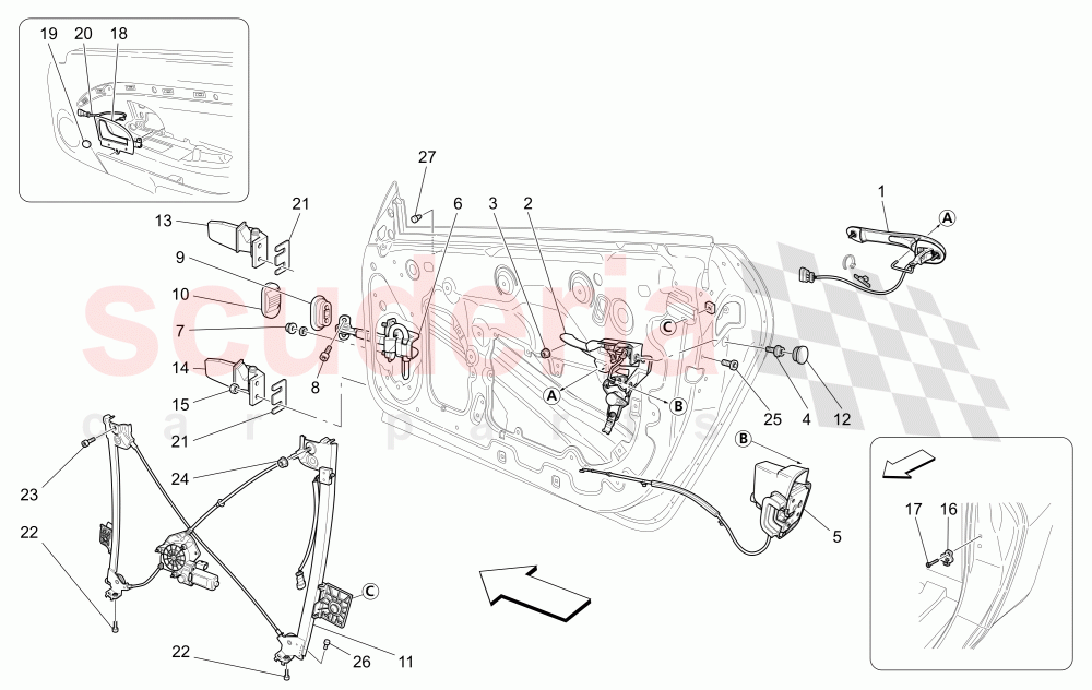 FRONT DOORS: MECHANISMS of Maserati Maserati GranTurismo (2012-2016) Sport Auto