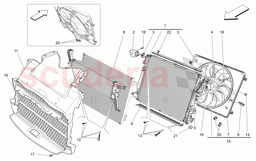 COOLING: AIR RADIATORS AND DUCTS of Maserati Maserati Quattroporte (2013-2016) S V6 410bhp
