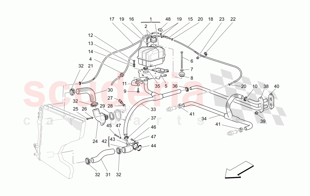 COOLING SYSTEM: NOURICE AND LINES of Maserati Maserati 4200 Coupe (2005-2007) GT