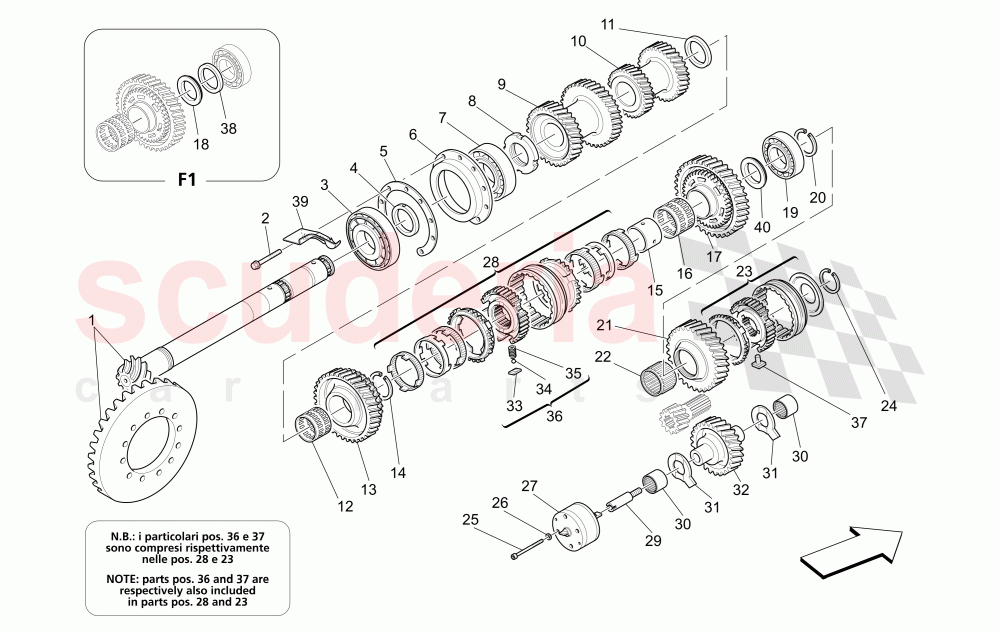 LAY SHAFT GEARS of Maserati Maserati 4200 Coupe (2005-2007) GT