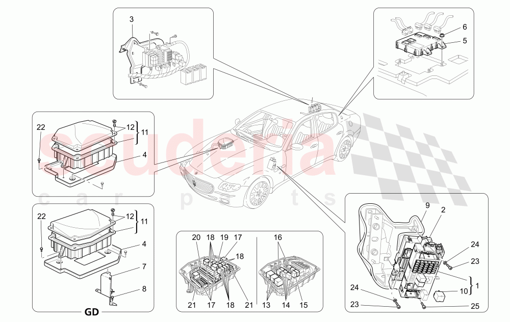 RELAYS, FUSES AND BOXES of Maserati Maserati Quattroporte (2009-2012) Sport GTS