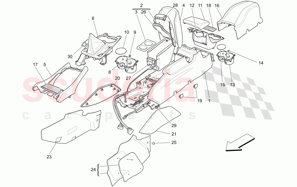ACCESSORY CONSOLE AND CENTRE CONSOLE (Not available with: Centennial Edition) of Maserati Maserati GranCabrio (2013-2015) MC