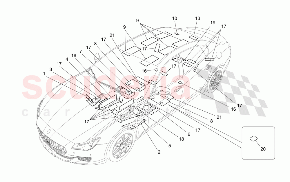 SOUND-PROOFING PANELS INSIDE THE VEHICLE of Maserati Maserati Quattroporte (2013+) GTS