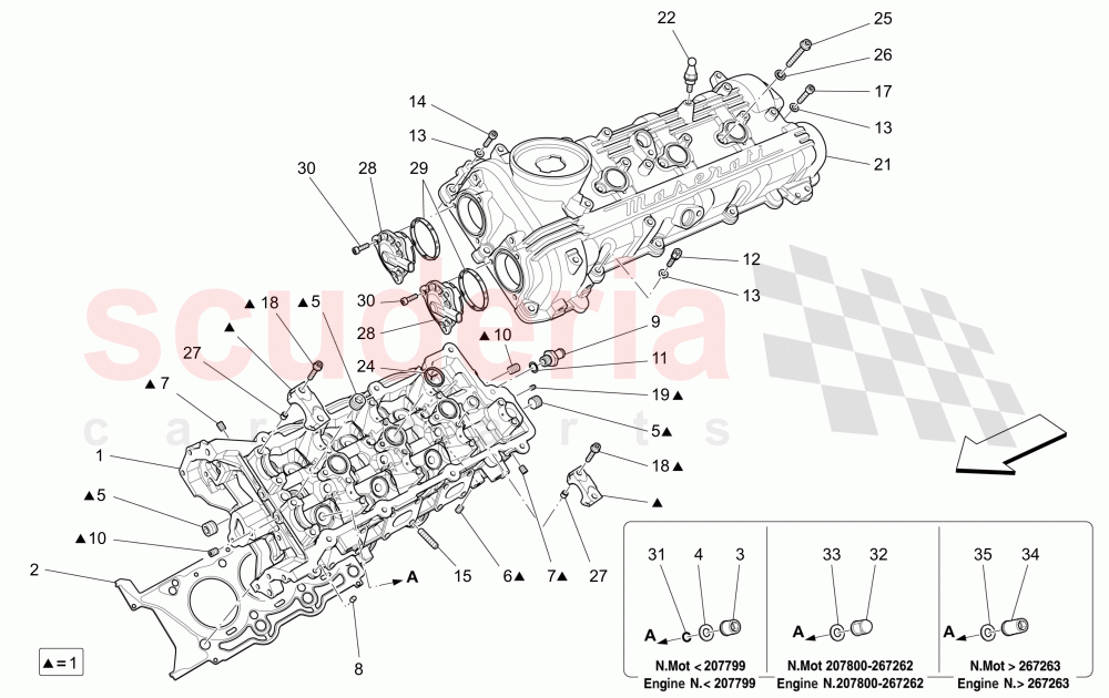 LH CYLINDER HEAD of Maserati Maserati Quattroporte (2013-2016) V6 330bhp