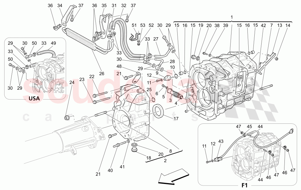 GEARBOX HOUSINGS (Includes gearbox oil radiator) of Maserati Maserati 4200 Coupe (2002-2004) GT