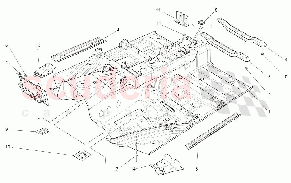 CENTRAL STRUCTURAL FRAMES AND SHEET PANELS of Maserati Maserati Quattroporte (2013-2016) S Q4