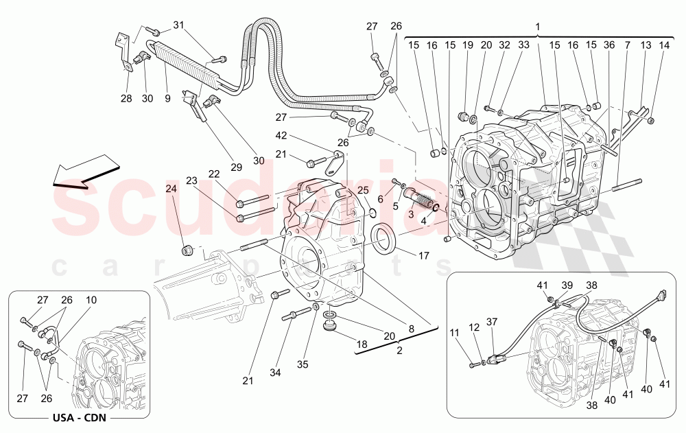 GEARBOX HOUSINGS (Includes gearbox oil radiator) of Maserati Maserati GranSport Spyder (2005-2007)