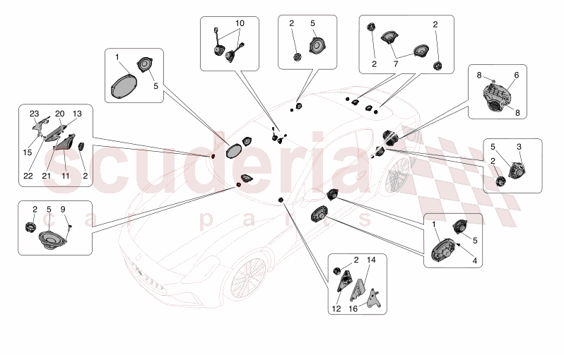 SOUND DIFFUSION SYSTEM of Maserati Maserati GranTurismo M189 FOLGORE  AUTOMATIC 4WD BEV 560 kW