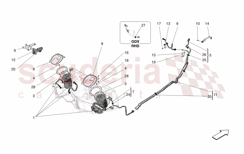 FUEL PUMPS AND CONNECTION LINES of Maserati Maserati GranCabrio M189    AUTOMATIC 4WD 3.0 BT V6 490 HP