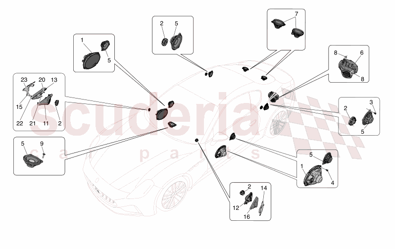 SOUND DIFFUSION SYSTEM of Maserati Maserati GranTurismo M189 TROFEO  AUTOMATIC 4WD 3.0 BT V6 550 HP