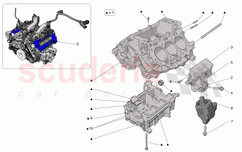 CRANKCASE of Maserati Maserati MC20 Icona Automatic 3.0 BT V6 2WD 630HP