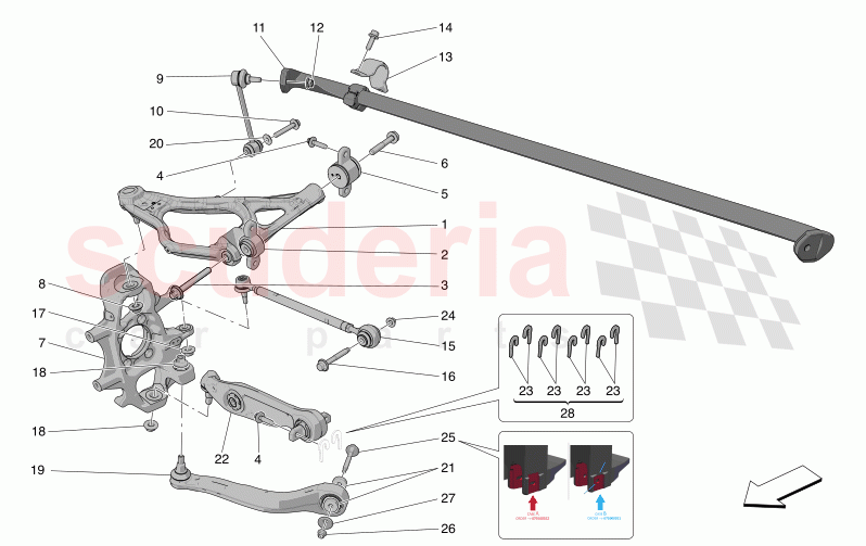 REAR SUSPENSION of Maserati Maserati MC20 Icona Automatic 3.0 BT V6 2WD 630HP