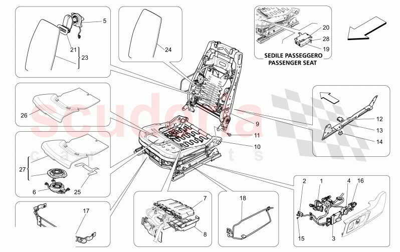 FRONT SEATS: MECHANICS AND ELECTRONICS of Maserati Maserati Levante Modena S Automatic 3.0 BT V6 4WD 430HP