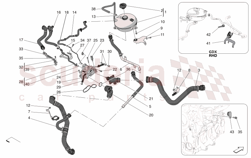 COOLING SYSTEM: NOURICE AND LINES of Maserati Maserati GranCabrio M189    AUTOMATIC 4WD 3.0 BT V6 490 HP