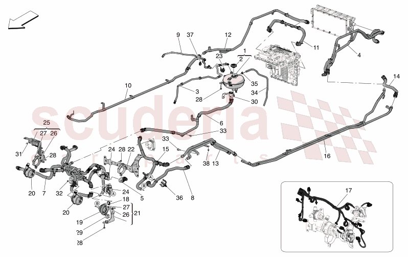 COOLING SYSTEM: NOURICE AND LINES of Maserati Maserati GranTurismo M189 FOLGORE  AUTOMATIC 4WD BEV 560 kW