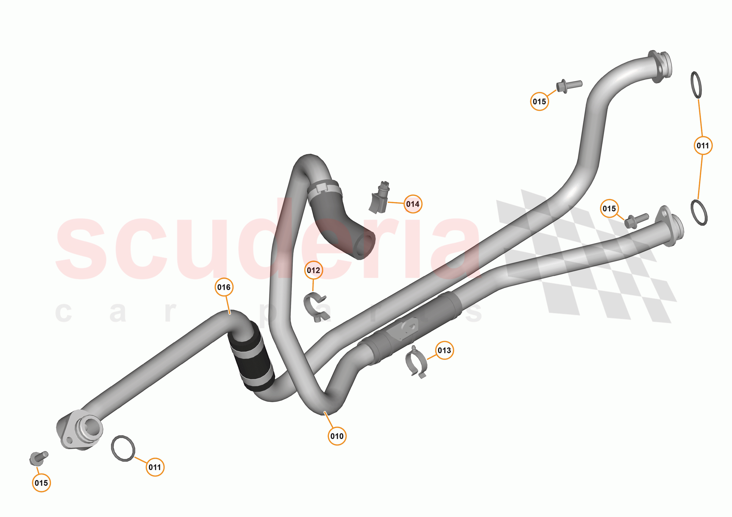 39 - TRANSMISSION COOLING SYSTEMS - 39.1 - TRANS OIL COOLER FEED + RTRN PIPES of McLaren McLaren 570S Coupe