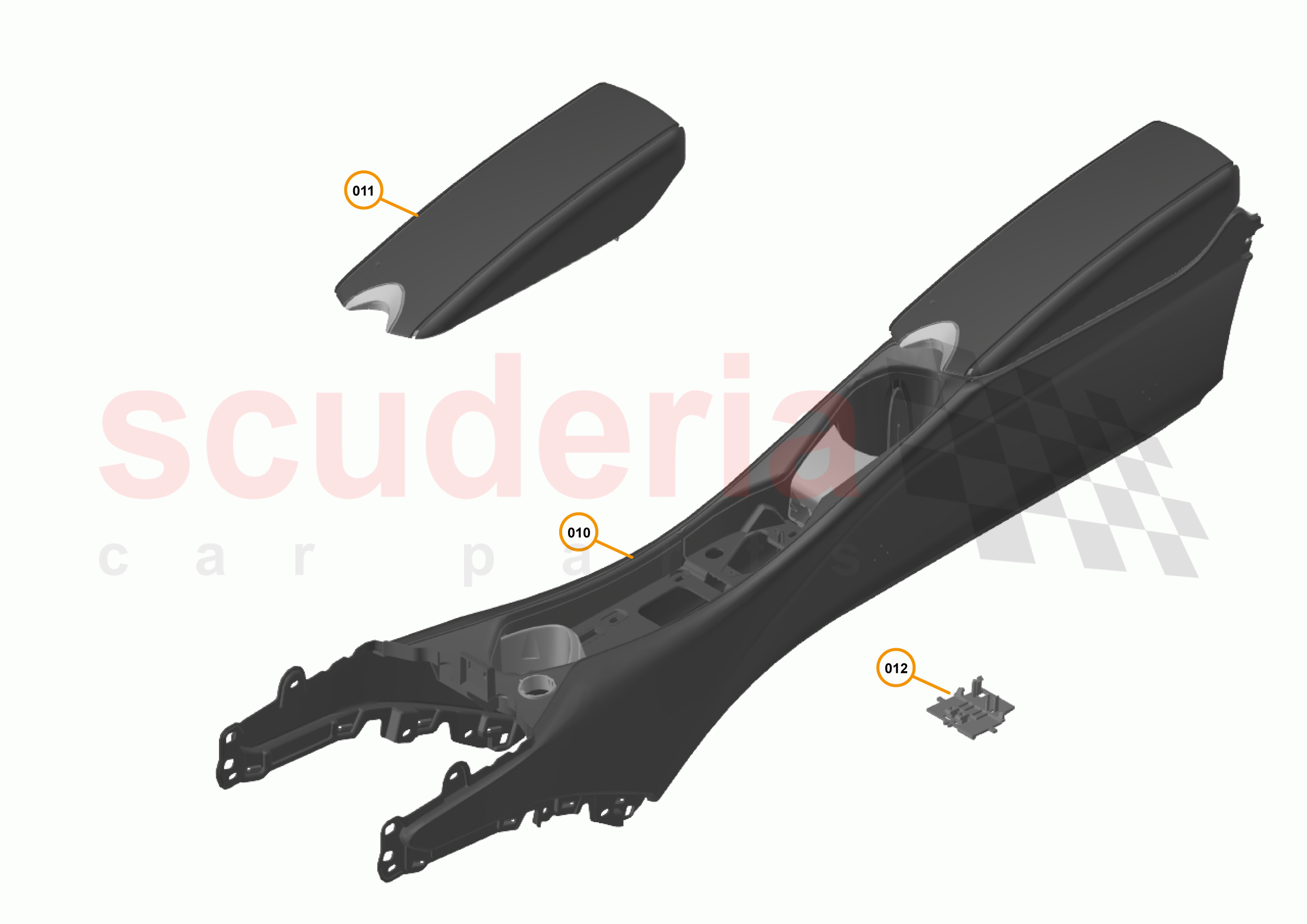 49 - INTERIOR SYSTEMS - 49.5 - TUNNEL CONSOLE ASSEMBLY & LID of McLaren McLaren 720S Coupe