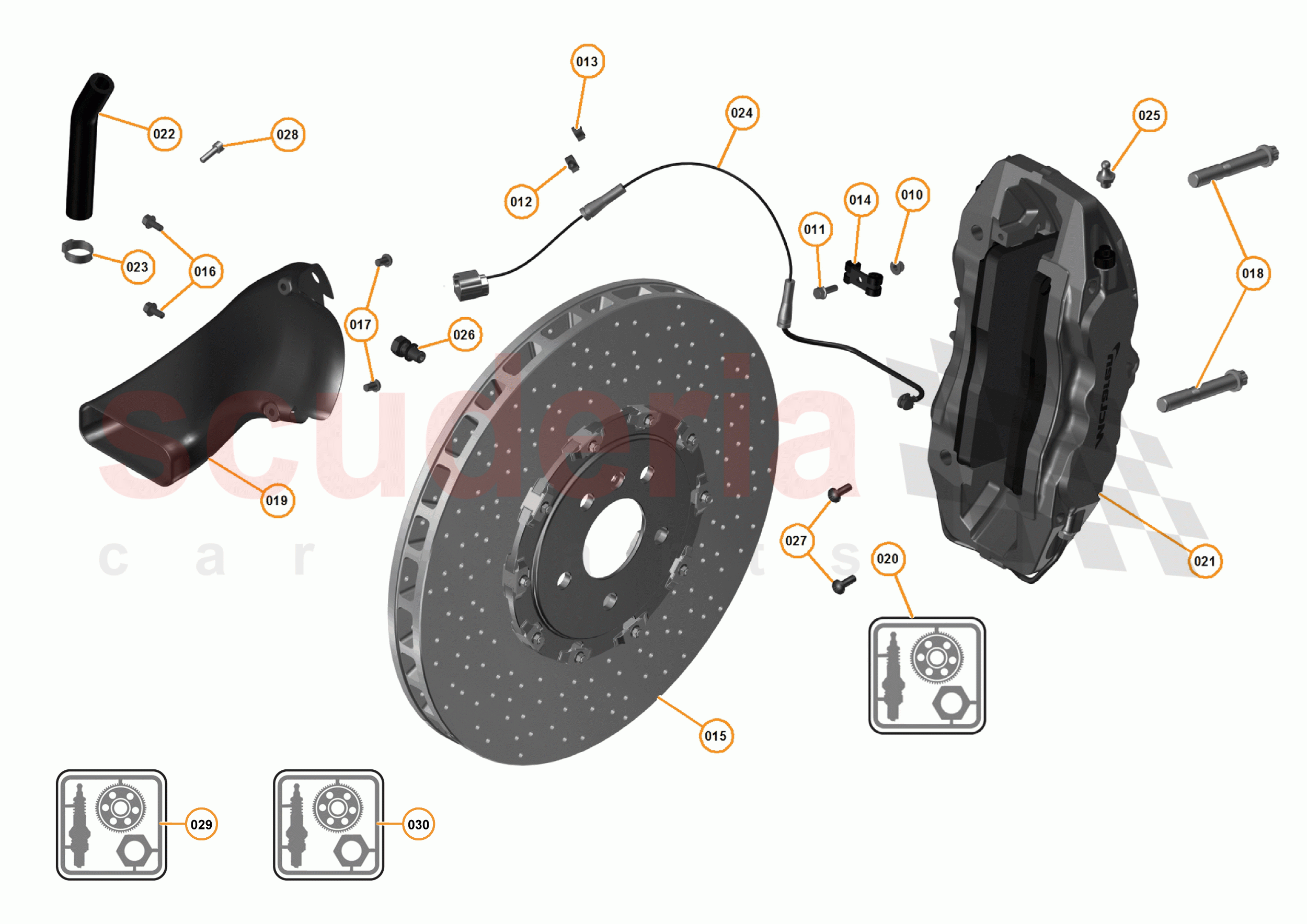 9 - C1 - BRAKE SYSTEM - 9.1 - 01 - FRONT BRAKE DISCS AND CALIPERS  of McLaren McLaren 650S Coupe