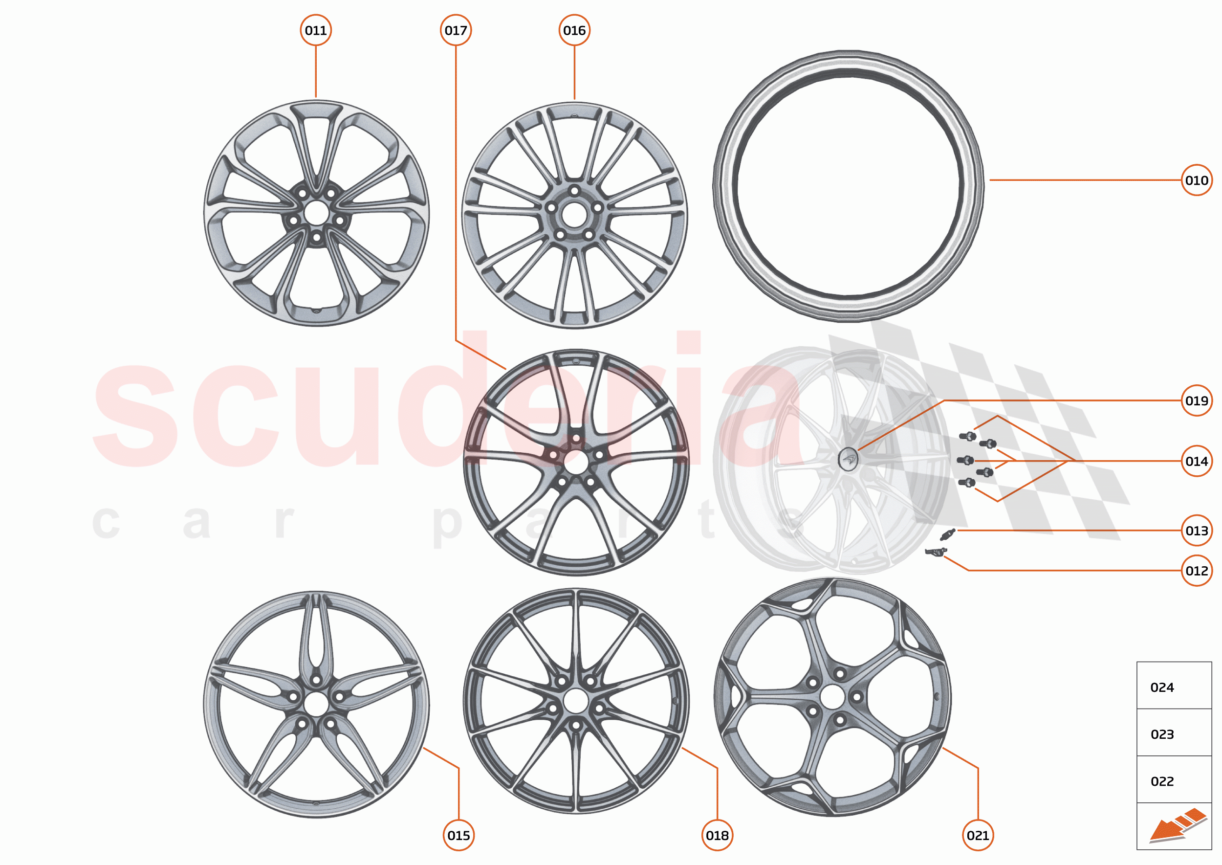 20 - SUSPENSION - WHEELS AND TYRES FRONT - 20.1 - WHEEL AND TYRE ASSEMBLIES FRONT of McLaren McLaren 600LT