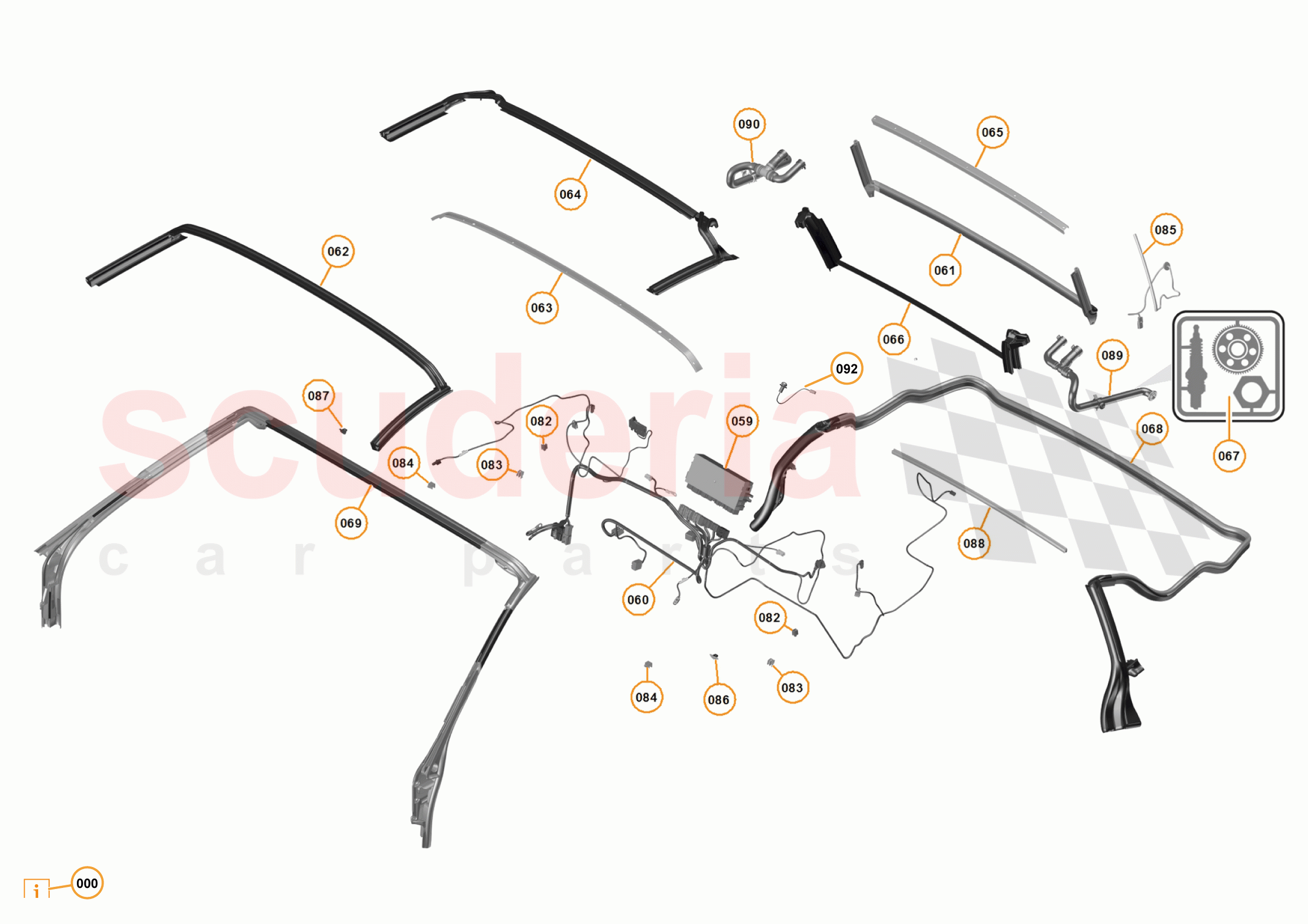 3 - A3 -CLOSURES - 3.13 - 06 - CONVERTIBLE ROOF - HARNESS, DRAIN HOSES + SEALS of McLaren McLaren 12C Spider