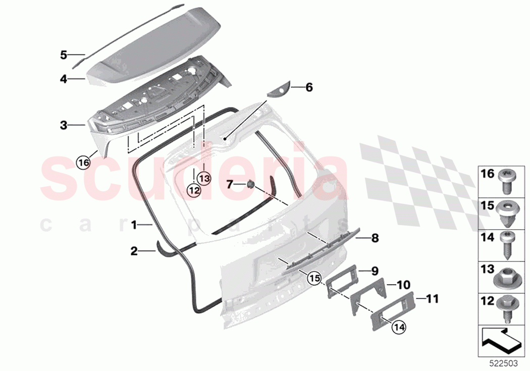 Rear lid mounting parts of Rolls Royce Rolls Royce Cullinan RR31(2017-2023)
