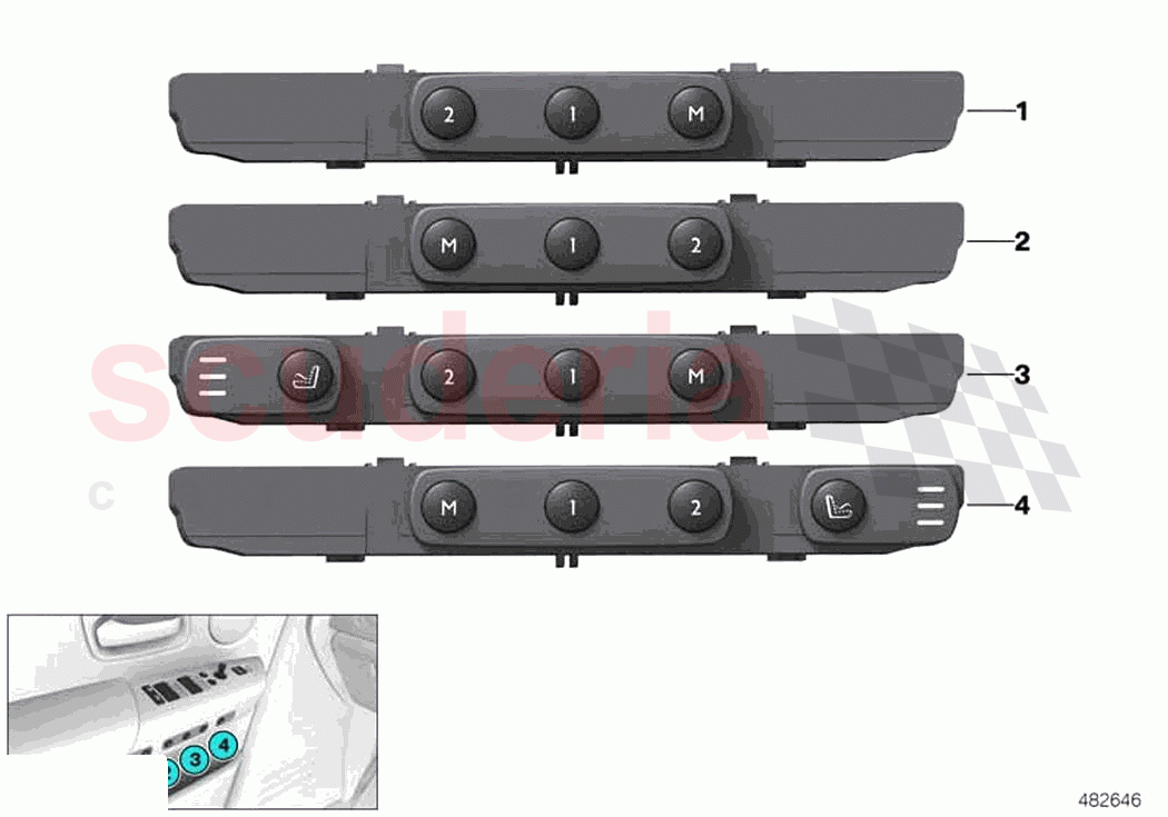 Seat functions passenger s side of Rolls Royce Rolls Royce Cullinan RR31(2017-2023)