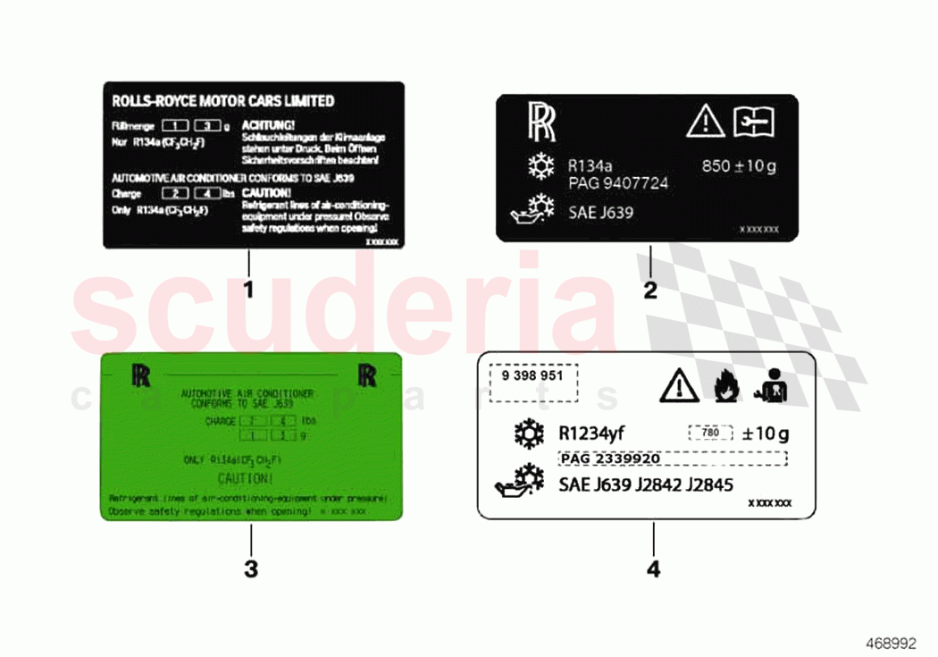 Label coolant of Rolls Royce Rolls Royce Dawn RR6(2017-2023)