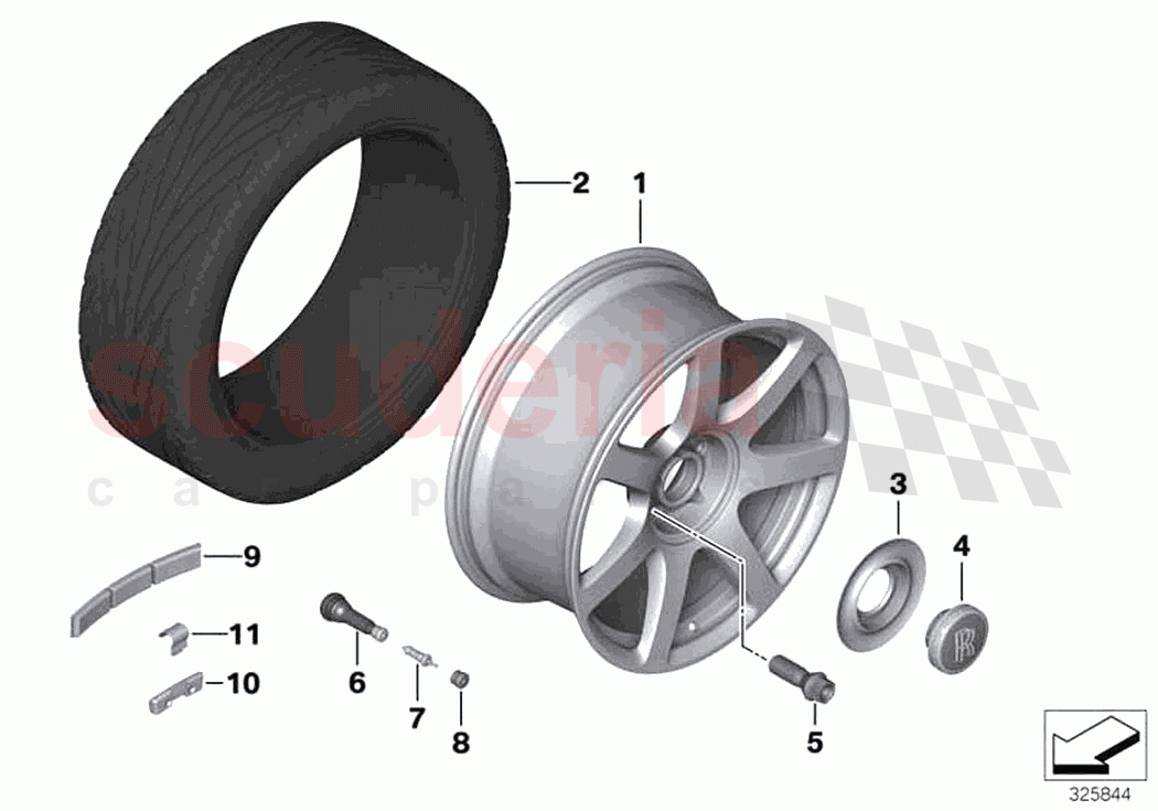 Light alloy wheel styling 593 of Rolls Royce Rolls Royce Dawn RR6(2017-2023)