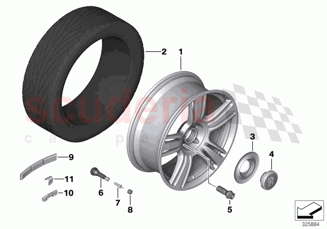 Light alloy wheel styling 602 of Rolls Royce Rolls Royce Dawn RR6(2017-2023)