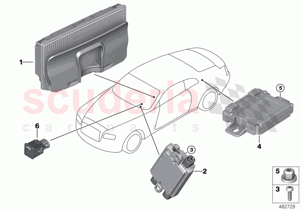 Separate compon telephony wirel charging of Rolls Royce Rolls Royce Ghost Extended RR22(2019-2023)