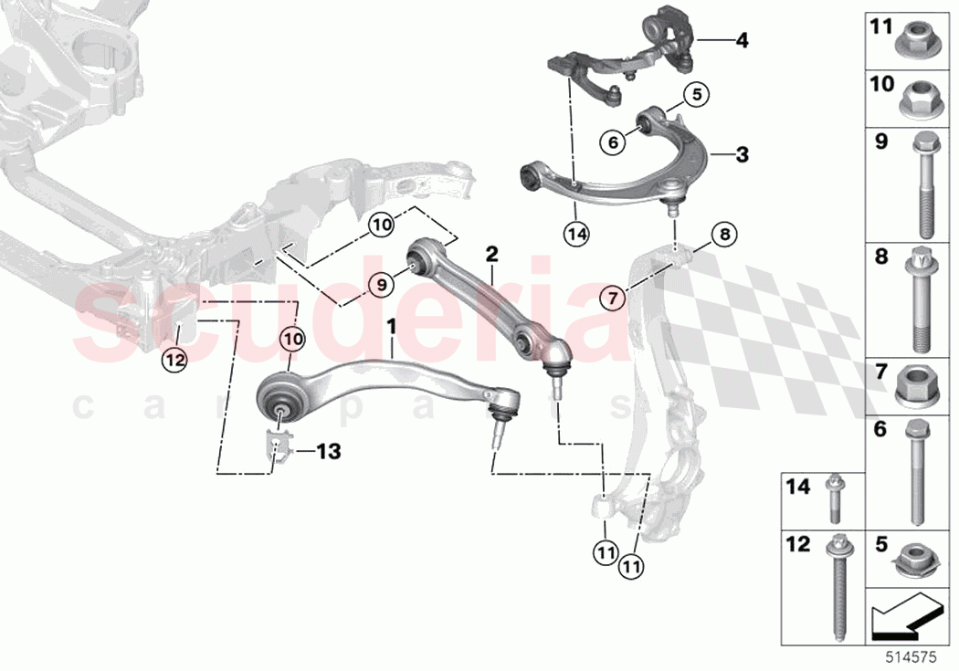 Front axle wishbone tension strut AWD of Rolls Royce Rolls Royce Ghost Extended RR22(2019-2023)