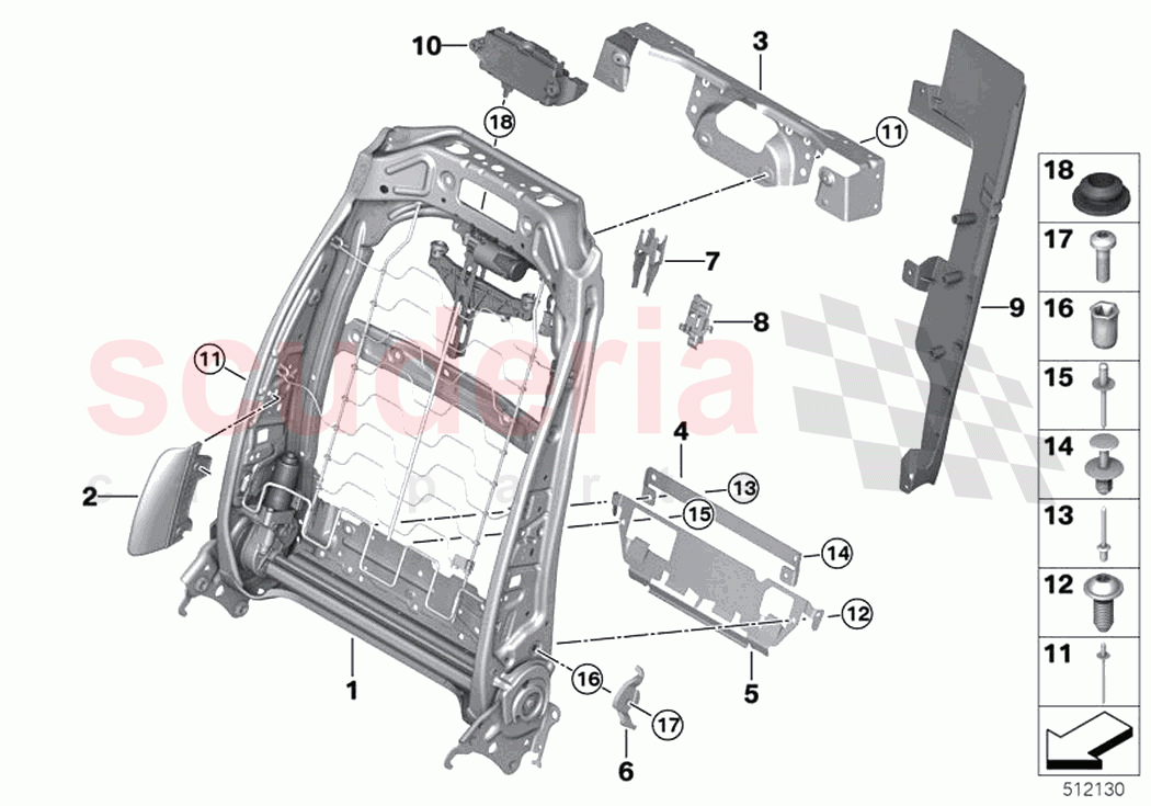 Seat front backrest frame of Rolls Royce Rolls Royce Ghost Extended RR22(2019-2023)