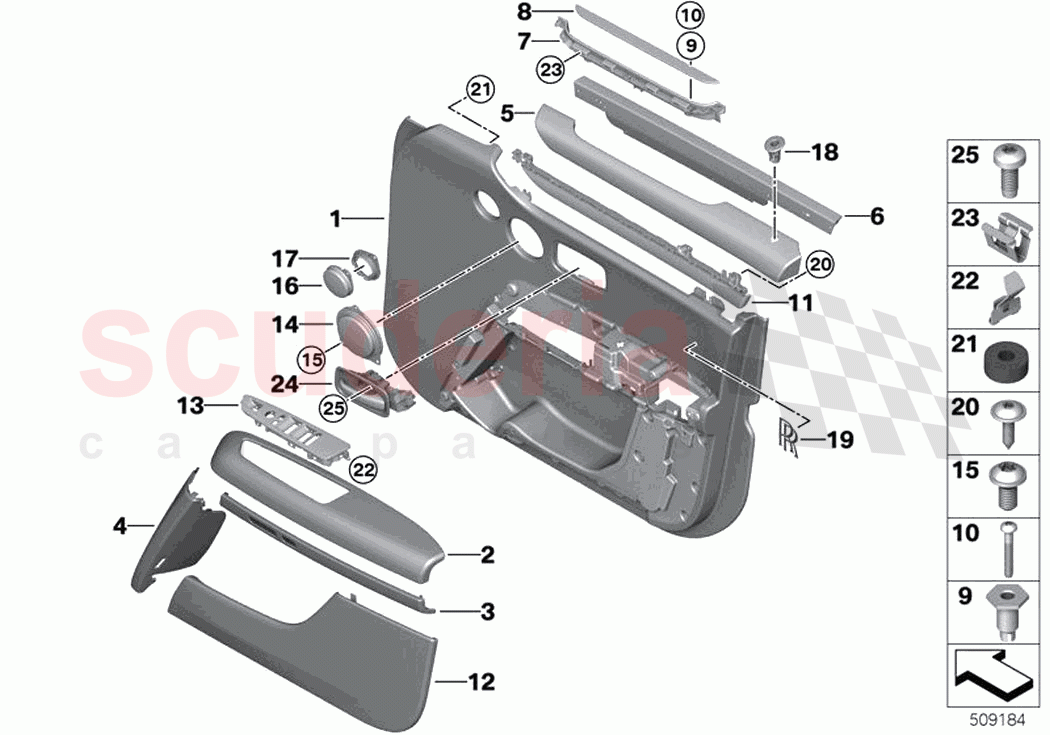Mounting parts door trim panel front of Rolls Royce Rolls Royce Ghost Extended RR22(2019-2023)