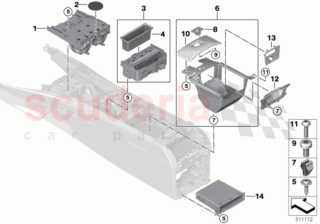 Storage compartment centre console of Rolls Royce Rolls Royce Ghost Extended RR22(2019-2023)