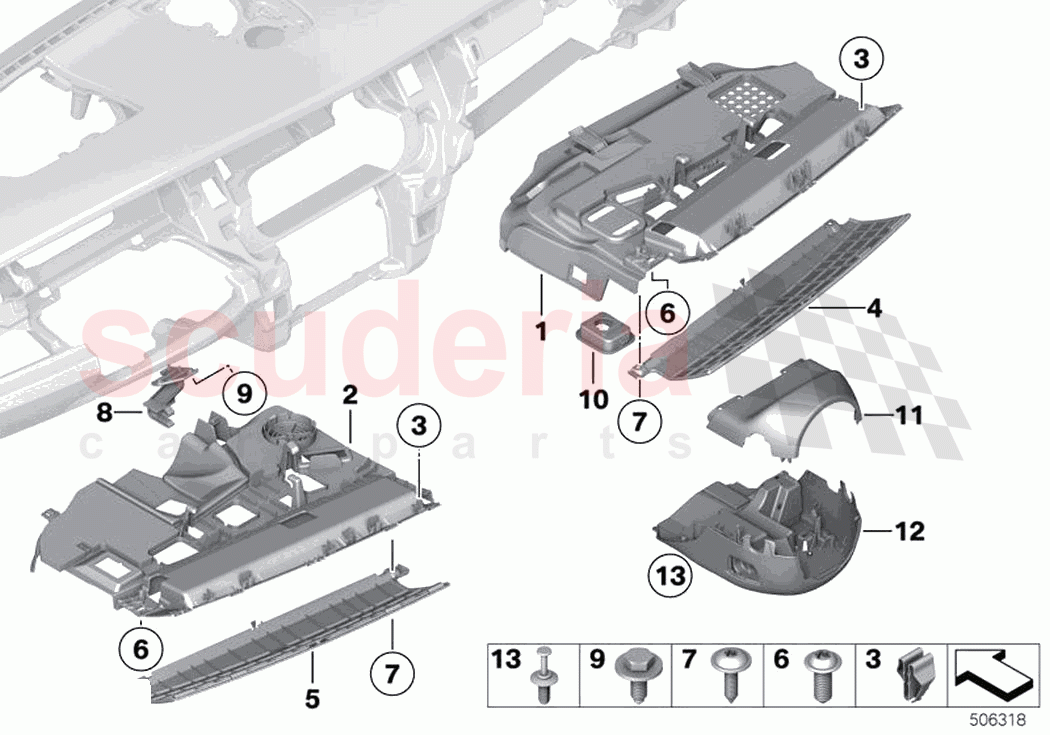Mounting parts instrument panel bottom of Rolls Royce Rolls Royce Ghost RR4(2017-2019)