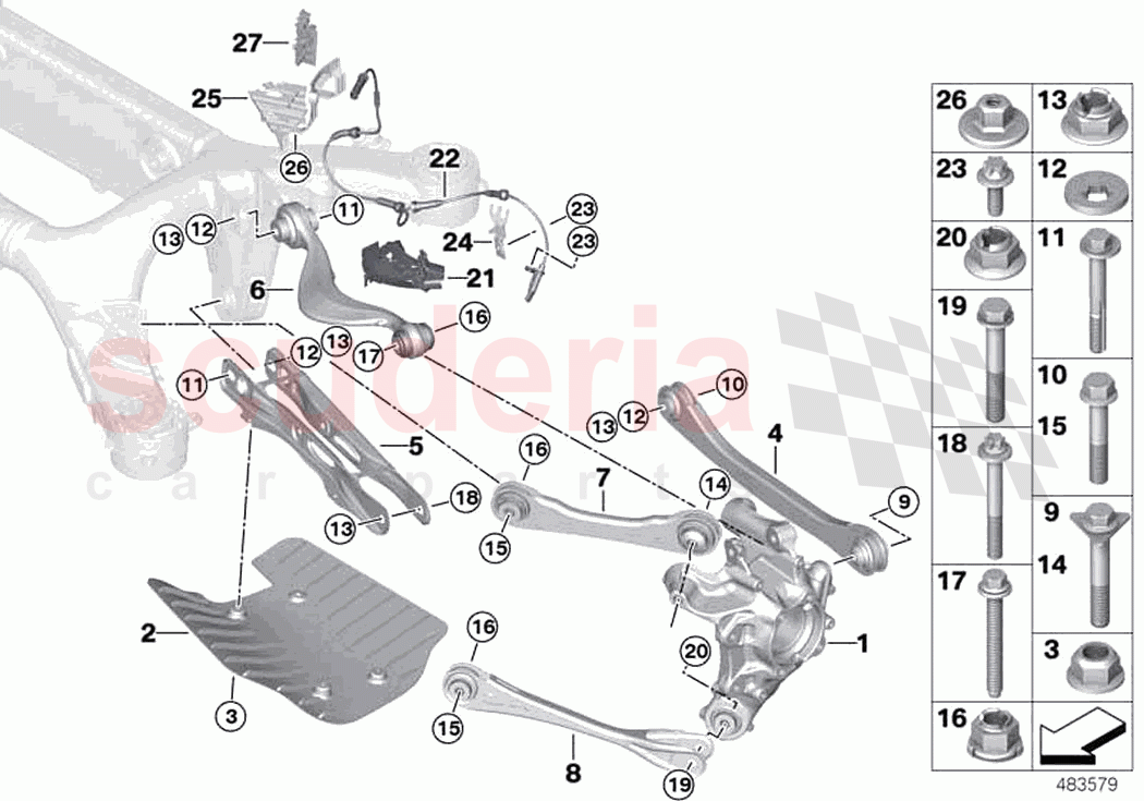 Rear axle support wheel suspension of Rolls Royce Rolls Royce Phantom Extended RR12(2017-2023)