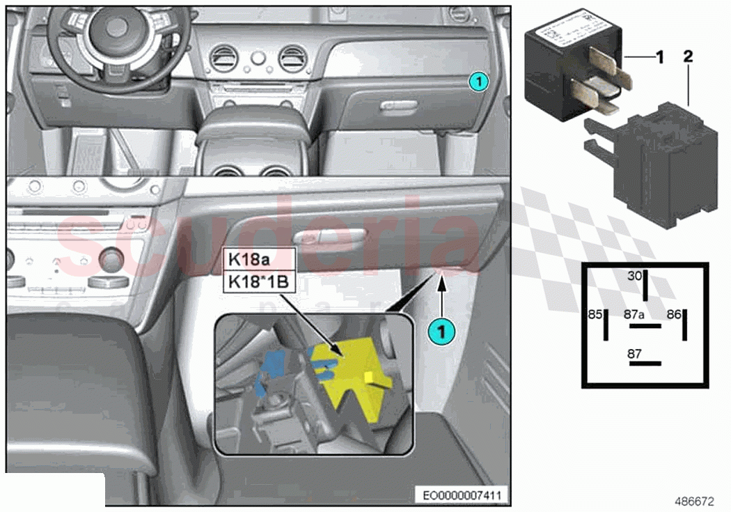 Relay wiper rest position heating K18 of Rolls Royce Rolls Royce Phantom Extended RR12(2017-2023)