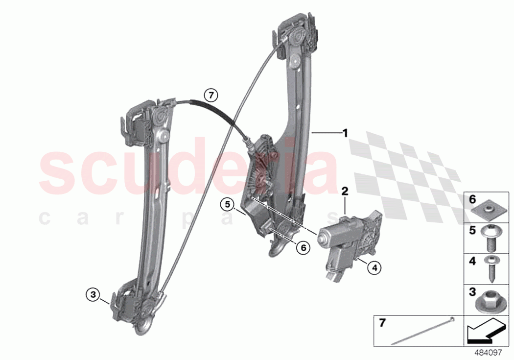 Door window lifting mechanism rear of Rolls Royce Rolls Royce Phantom Extended RR12(2017-2023)