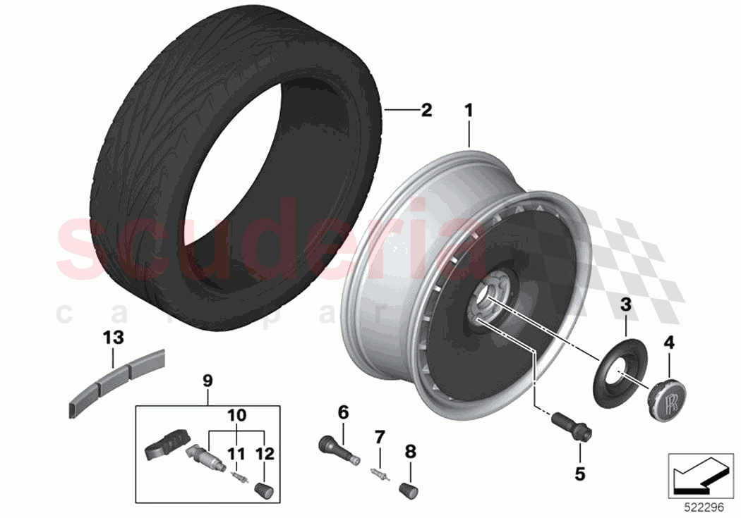 Light alloy wheel styling 847 of Rolls Royce Rolls Royce Phantom Extended RR12(2017-2023)