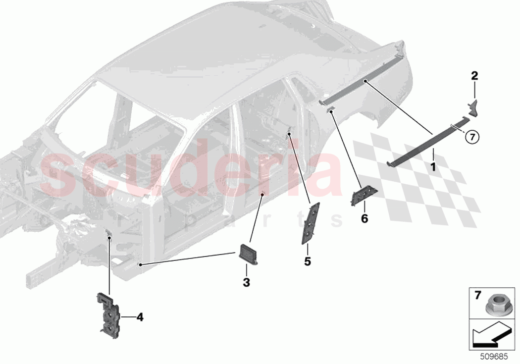 Cavity shielding side frame of Rolls Royce Rolls Royce Phantom RR11(2017-2023)