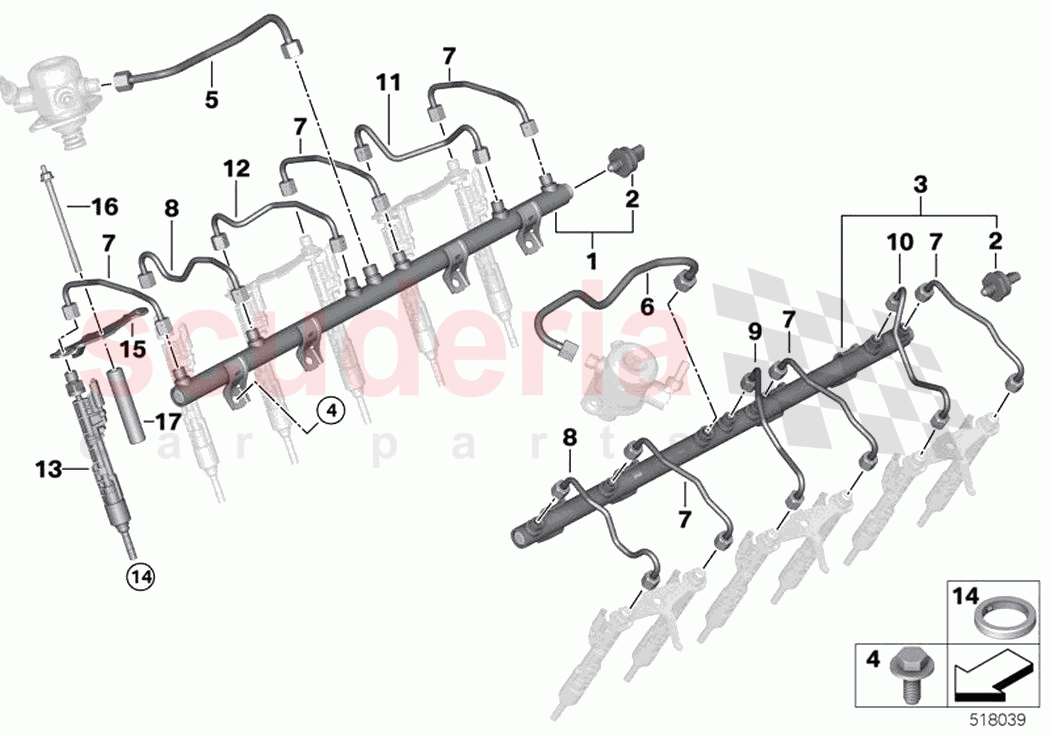 High pressure rail injector line of Rolls Royce Rolls Royce Phantom RR11(2017-2023)