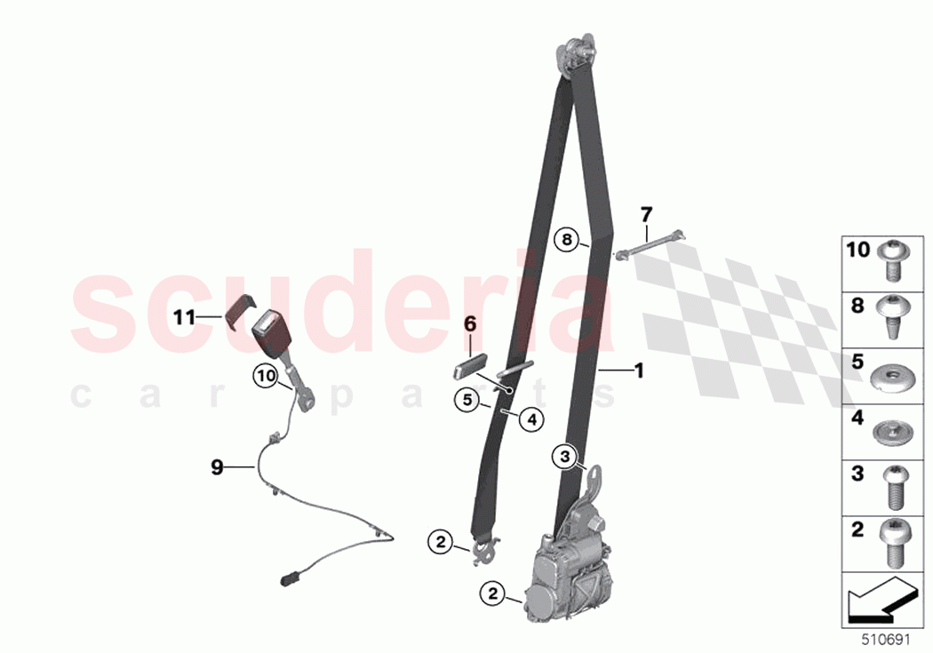 Safety belt front of Rolls Royce Rolls Royce Phantom RR11(2017-2023)