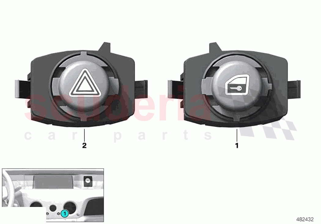 Switch hazard warning central locking of Rolls Royce Rolls Royce Phantom RR11(2017-2023)