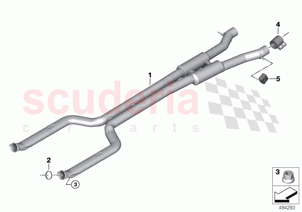 Centre silencer with tubes of Rolls Royce Rolls Royce Wraith RR5(2017-2023)